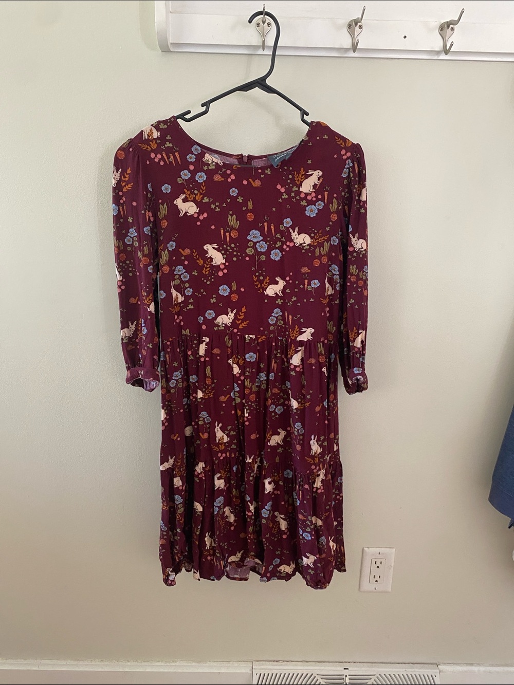 Princess Highway Burgundy Floral & Bunny Midi Dress